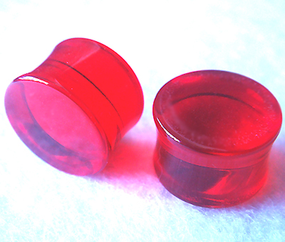 One Pair 14mm Red Double Flare Earrings Earlets Lobe Ear Plugs Ring Body Piercing Gift