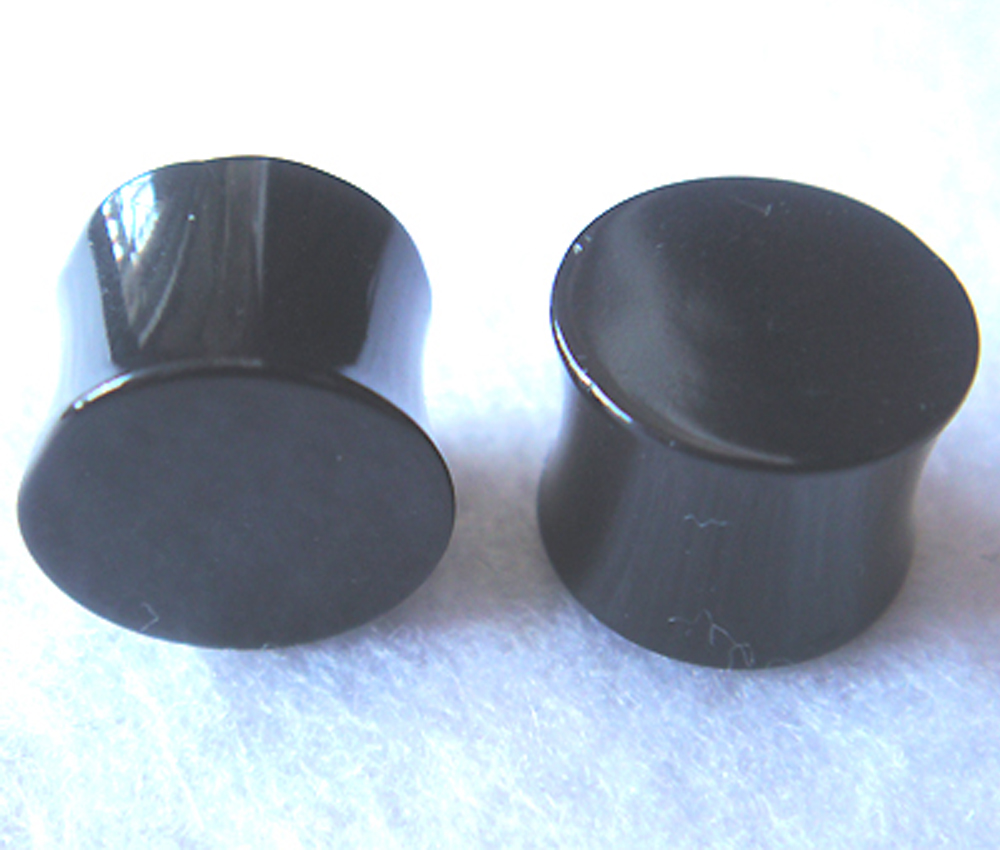 One Pair 1/2" Black Double Flare Earrings Earlets Lobe Ear Plugs Ring Body Piercing Gift