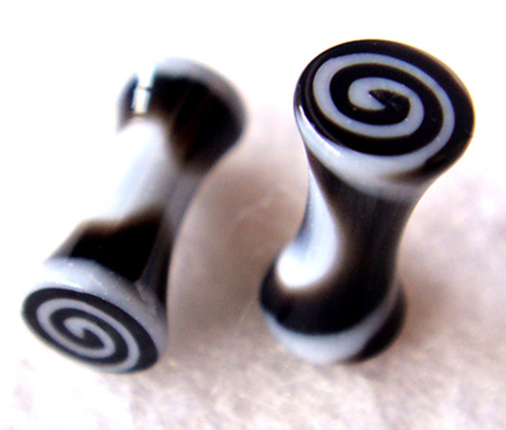 One Pair 8g Snail Double Flare Ear Plugs Ring Earlet Earrings Lobe Body Piercing