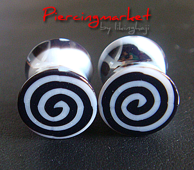One Pair 0g Snail Double Flare Ear Plugs Ring Earlet Earrings Lobe Body Piercing