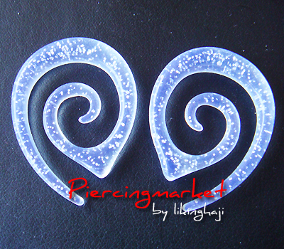 4g Clear Glitter Earrings Ear Plugs Ring Spiral Body Piercing Gift Pair