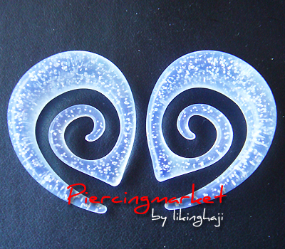 0g Clear Glitter Earrings Ear Plugs Ring Spiral Body Piercing Gift Pair