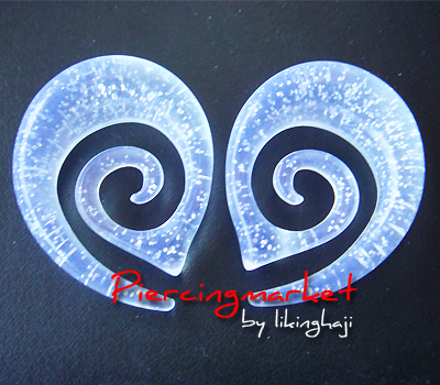 00g Clear Glitter Earrings Ear Plugs Ring Spiral Body Piercing Gift Pair