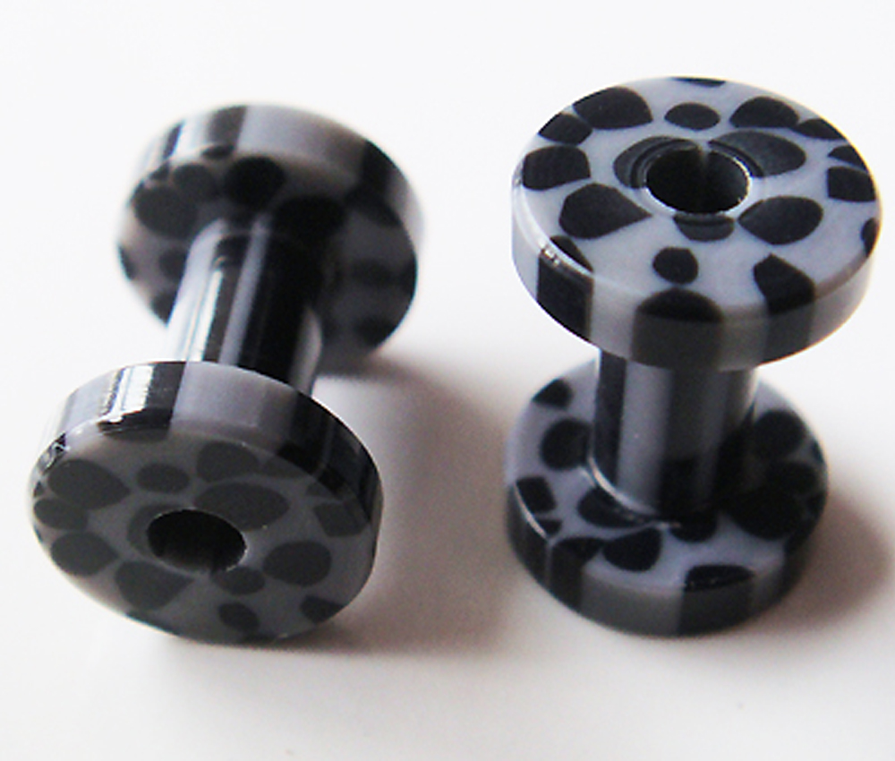 One Pair 6g Leopard Flesh Tunnels Tunnel Ear Plug Earlets Body Piercing